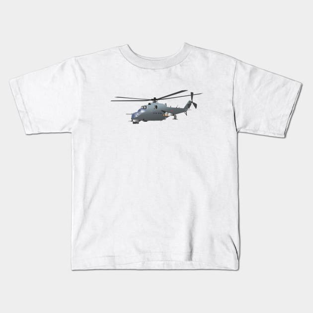 Russian Attack Helicopter Mi-24 Kids T-Shirt by NorseTech